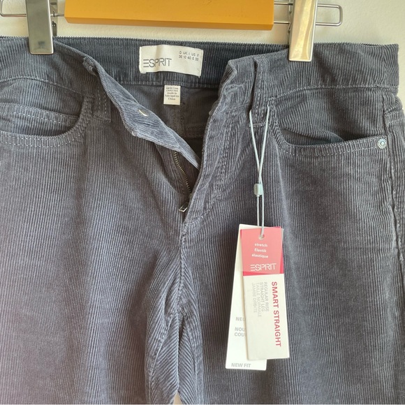 Esprit NWT Corduroy Pants Charcoal Straight Leg Size 6 - Picture 2 of 5